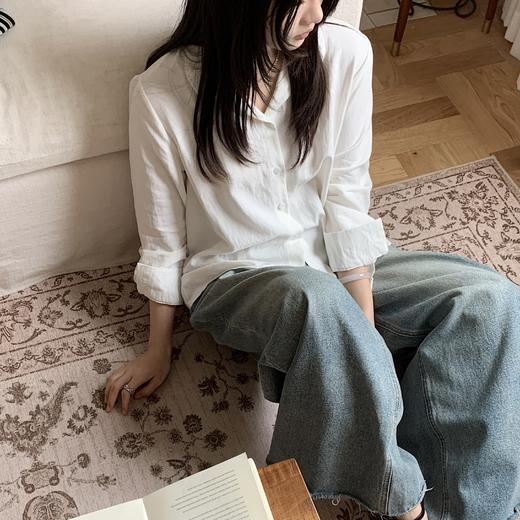 （小眠专属）卷卷紫设计感捏褶收腰长袖衬衫693 /   气质白V领衬衫697  | 宽松有度显瘦舒适透气百搭提气质 商品图12