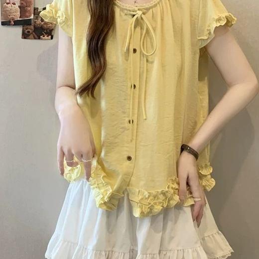 【遮肉显瘦天花板❗️法式复古酒红小飞袖衬衫】整体微蓬 A 字剪裁，从肩线自然垂落，完美包容腰腹赘肉，黄皮黑皮穿都显白提气色，夏季新款胖mm宽松显瘦遮肉外穿上衣L 商品图1