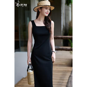 米思阳2026春夏新款知性优雅百搭OL修身显瘦无袖小黑裙背心连衣裙女1068