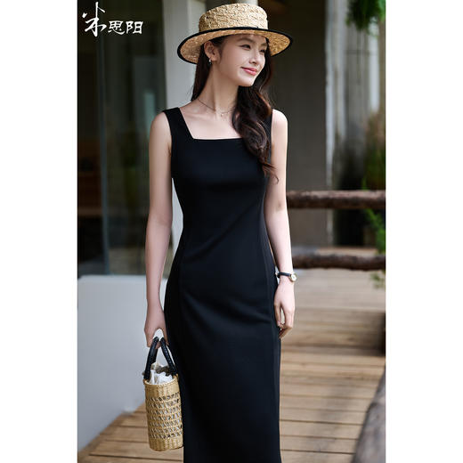 米思阳2026春夏新款知性优雅百搭OL修身显瘦无袖小黑裙背心连衣裙女1068 商品图0