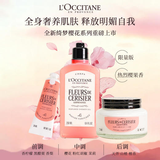 【L'OCCITANE欧舒丹绮梦樱花四件套】 身体乳200ml+香氛沐浴啫喱250ml +护手霜30ml +刮板1个 商品图1