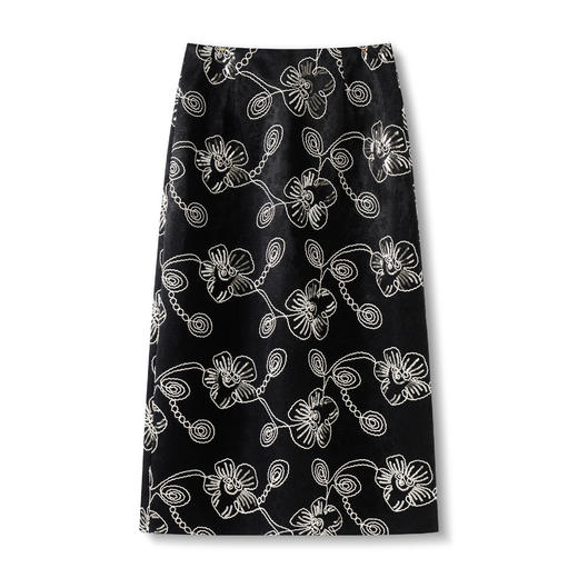 「自」全新升级【铂金会员146/天猫189/差价43】(13847)洛诗琳气质新中式半身裙2026春季新款国风刺绣开叉直筒裙女 商品图4