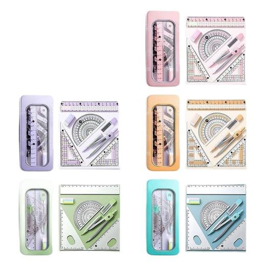 7件套圆规尺子套装 多功能小学生用 专业金属初中生小清新画图文具 商品图4