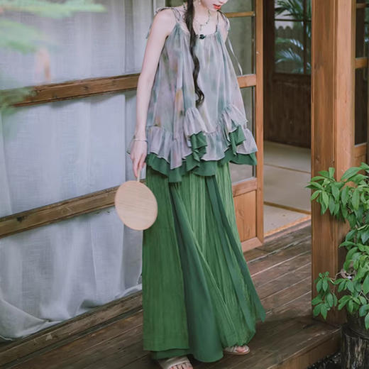 裁缝学苑AH125双层荷叶边大摆吊带国风改良宋裤阔腿裤套装纸样服装打板 商品图3