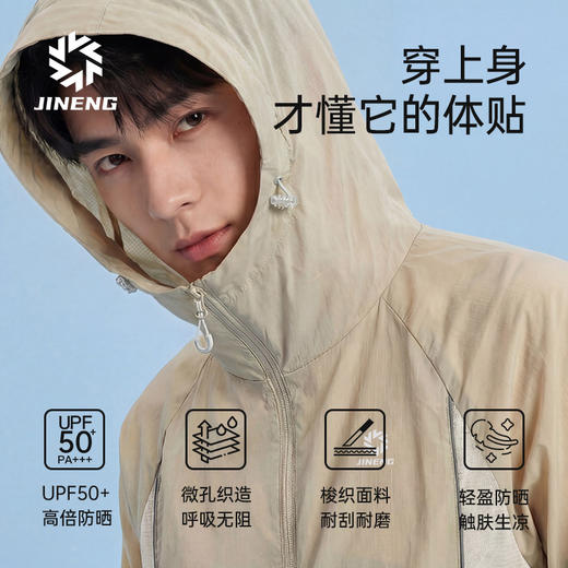 积能春夏连帽防晒皮肤衣防紫外线夜跑反光户外运动轻薄透气外套 商品图1