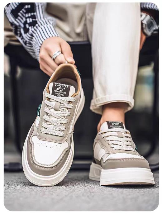 潮牌男鞋春季厚底防滑低帮运动板鞋青少年小众韩版百搭皮面休闲鞋657309-KD 商品图0