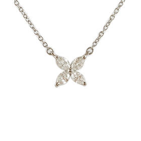 【95新】Tiffany & Co.蒂芙尼Victoria系列小号铂金满钻维多利亚四叶草项链 链长约41cm女士250226NJS02