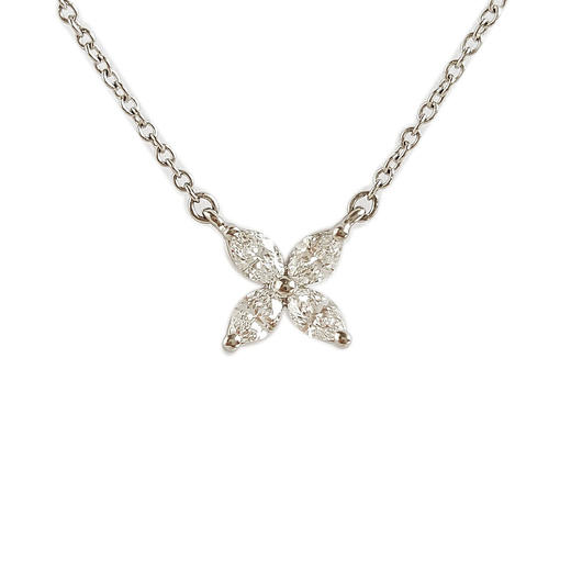 【95新】Tiffany & Co.蒂芙尼Victoria系列小号铂金满钻维多利亚四叶草项链 链长约41cm女士250226NJS02 商品图0
