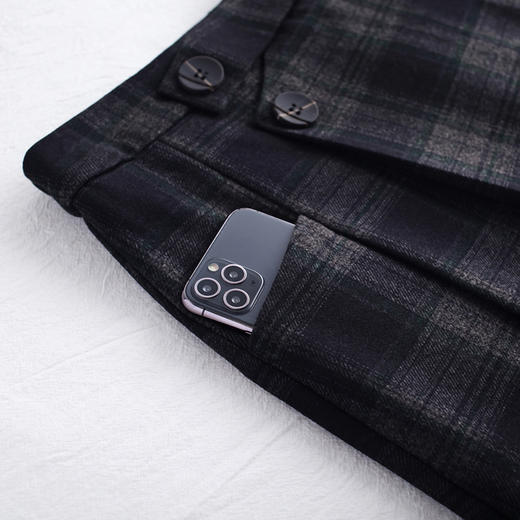 MYX格子通勤A字裙2025年秋冬款中长款高腰显瘦半身裙时尚气质伞裙 商品图3