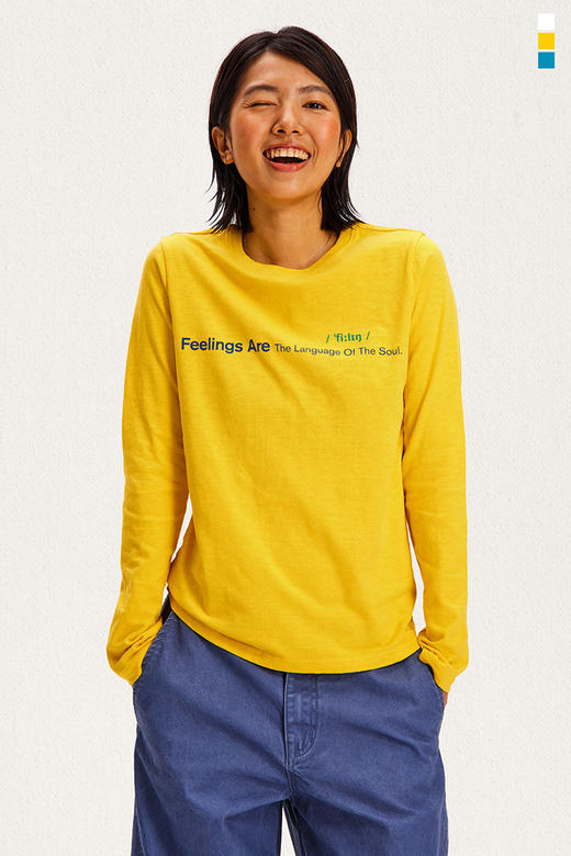 CryingCenter 竹节棉软糯字母印花长袖宽松chill 正肩基础 tee 商品图5