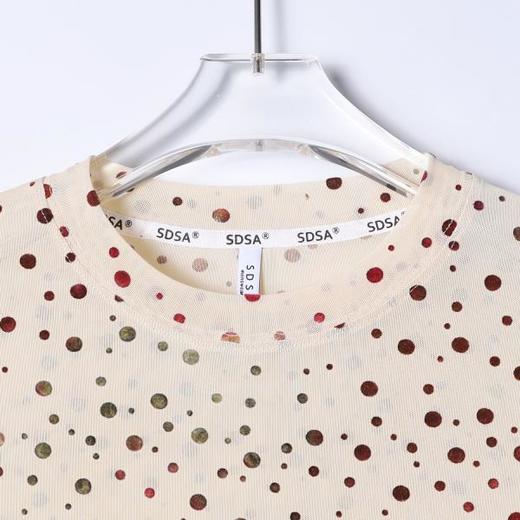 SDSA男装2026新款高贵轻奢时尚百搭植绒波点圆领长袖T恤时尚上衣 商品图1