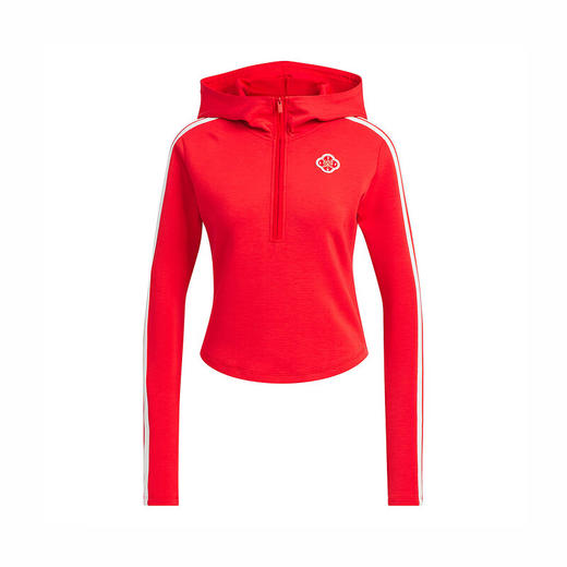 Adidas阿迪达斯半拉链连帽卫衣女装红色本命年内搭修身显瘦上衣套头衫 KG3457 商品图4