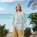 马得工地/MDGDTX222150/拓印椰树雪花棉长袖T恤罩衫