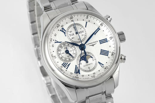 AF浪琴名匠8针月相功能腕表系列（搭载满血版一体机芯➕亚洲7751机芯）42MM精钢表壳经过抛光处理，延续了浪琴的优雅气质，表壳左侧隐藏了星期历的调节按钮 整个手表基于正品original原版开模❕❕ 商品图1