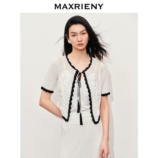 玛克门店发货MAXRIENY优雅刺绣针织开衫外套女过好MC85JA267 商品图1
