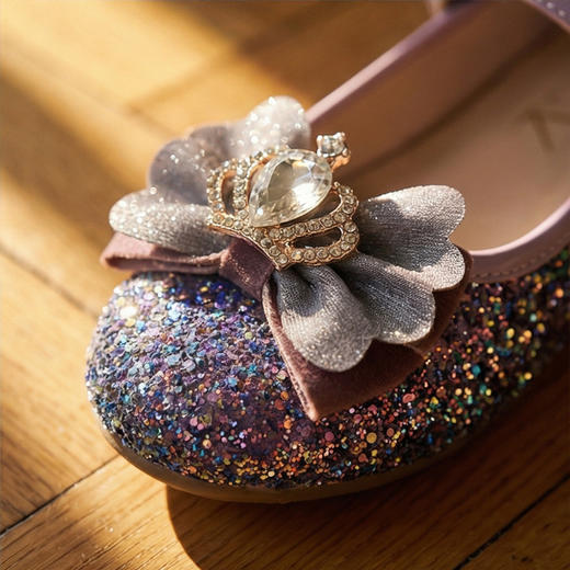 西班牙Little winkaa女童水钻皇冠蝴蝶结爱心跟单鞋公主鞋PB21004 商品图13
