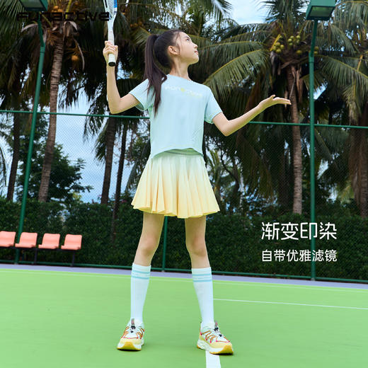funactive女童渐变花瓣裙儿童运动速干防泼水半身裙F1GK60358 商品图4