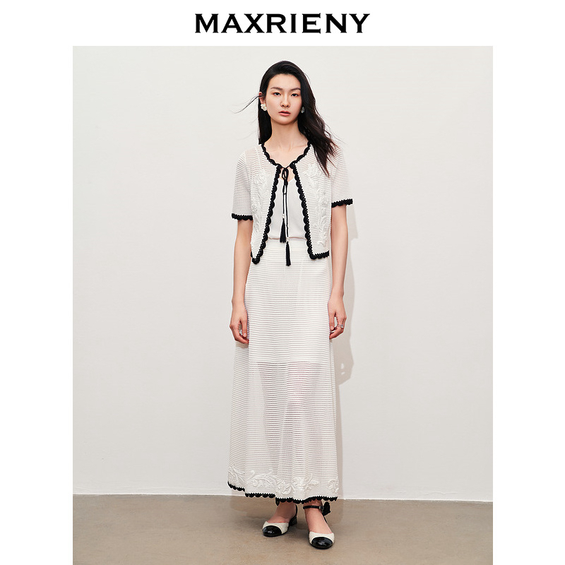 玛克门店发货MAXRIENY优雅刺绣针织开衫外套女过好MC85JA267