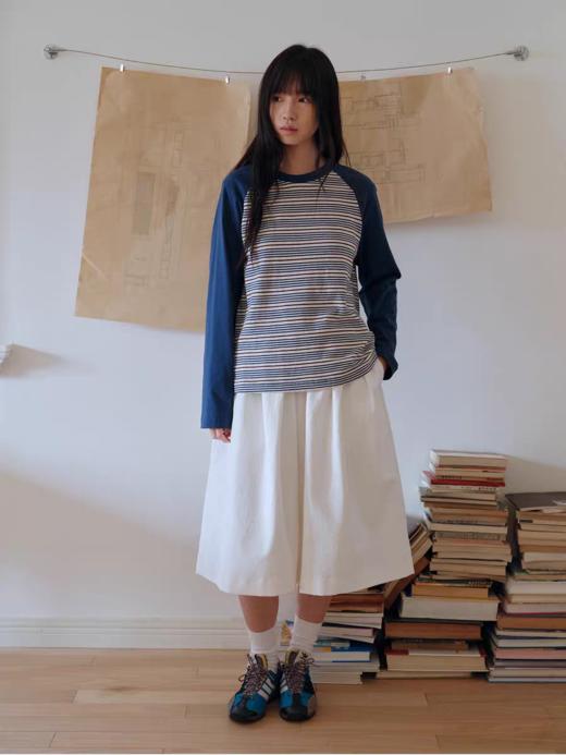 步履不停/6A16107C/防螨撞色条纹T 商品图1