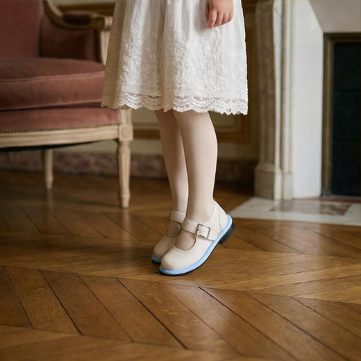 西班牙Little winkaa撞色玛丽珍复古学生鞋方头粉色百搭黑色学生小皮鞋LW43022 商品图12