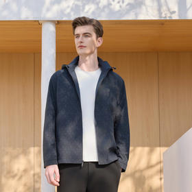 半身缘男装 春季提花简约防风挡雨两面穿连帽夹克261112M01310217