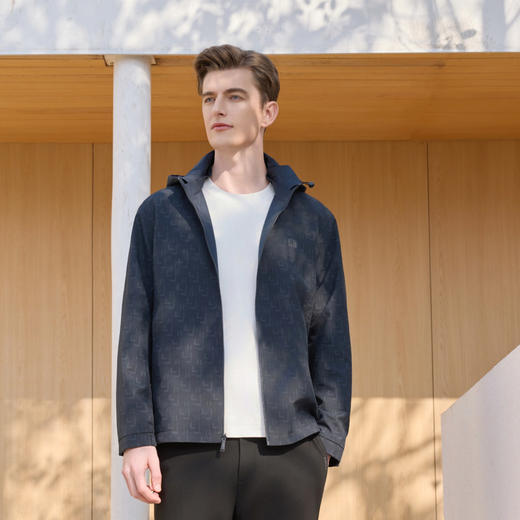 半身缘男装 春季提花简约防风挡雨两面穿连帽夹克261112M01310217 商品图0