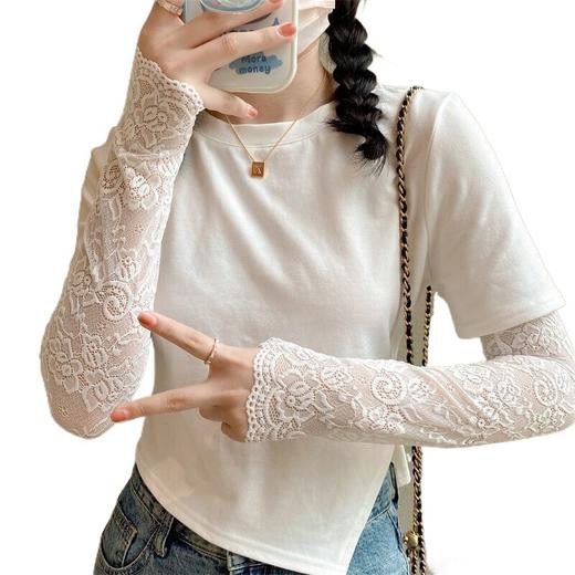 【爆款来袭！拍1发2】穿衣搭子  弹力蕾丝袖套 遮疤蕾丝防晒手臂套 花边假袖子 遮纹身透气网孔遮阳lace袖套 商品图4