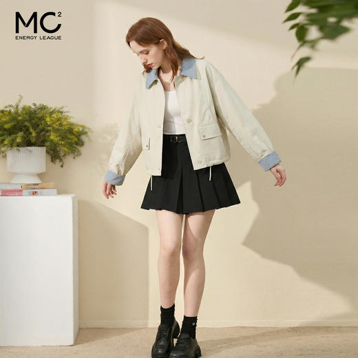 女装撞色条绒翻领短款外套-C003J5212011 商品图2