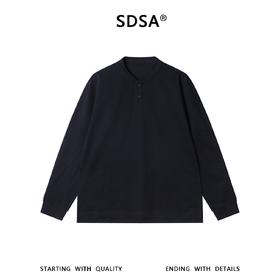 SDSA男士秋冬新款痞帅男装简约复古亨利领设计长袖T恤纯色百搭