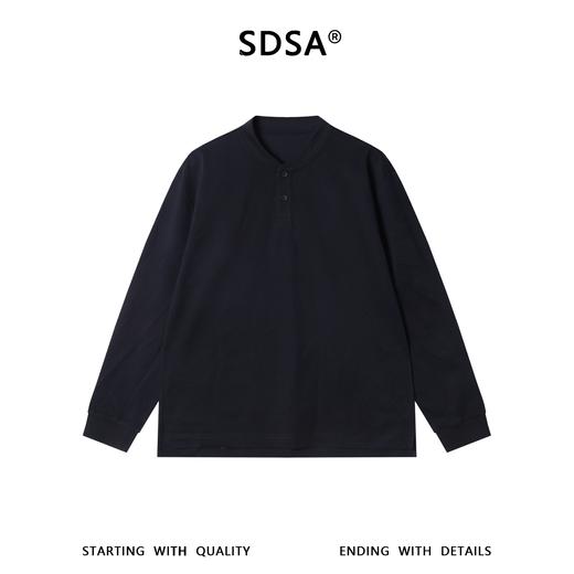 SDSA男士秋冬新款痞帅男装简约复古亨利领设计长袖T恤纯色百搭 商品图0