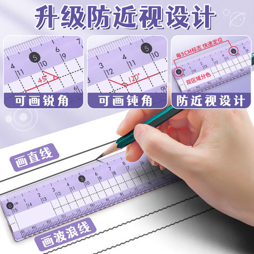 7件套圆规尺子套装 多功能小学生用 专业金属初中生小清新画图文具 商品图1