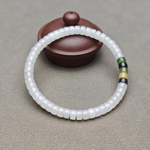 和田玉青海料羊脂玉药片归圆手钏 228-22 商品图1