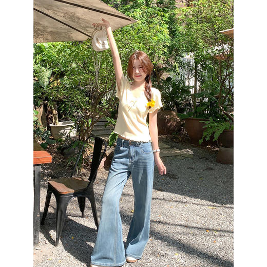 <曾小咸推荐>韩系蕾丝边修身短袖t恤女上衣 商品图4