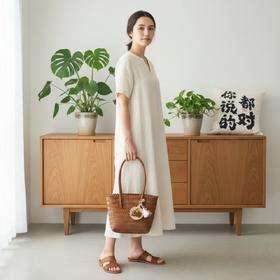 【藤编手提包】2026新款田园风编织包复古草编包休闲单肩水桶包