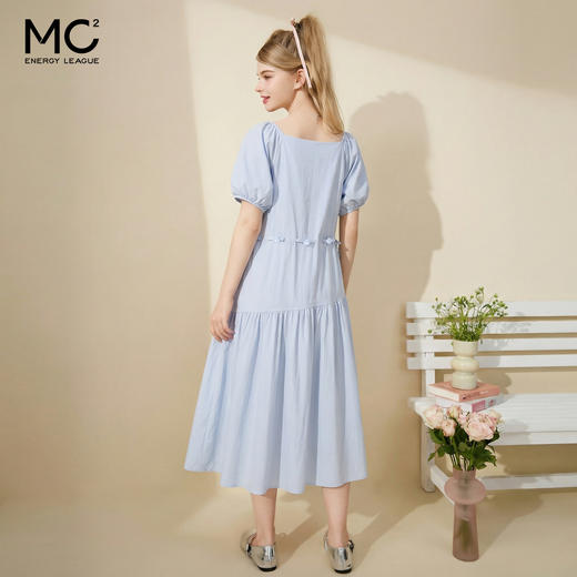 女装配彩色串珠收腰轻微皱感棉质连衣裙-161Q5222012 商品图3