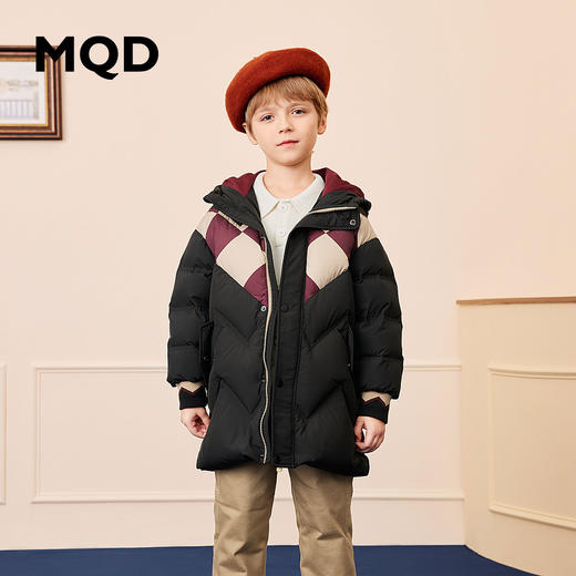 【秒1】【MQD】【专柜同款】童装三防羽绒服冬装复古菱形格拼接男童羽绒外套 商品图0