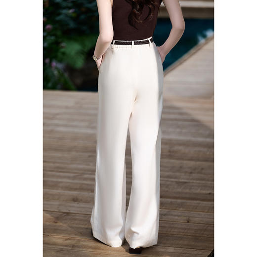 天丝亚麻休闲裤 透气舒适 米思阳2026春季新款老钱风百搭休闲舒适直筒休闲裤女6079 商品图3