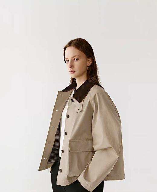 格桑米Gesamy美式巴恩风撞色领风衣 商品图3