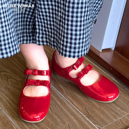 西班牙little winkaa女童公主鞋子新款春秋双蝴蝶结小皮鞋漆皮玛丽珍鞋LW31003 商品图5