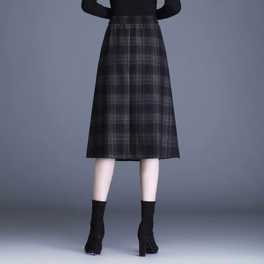 MYX格子通勤A字裙2025年秋冬款中长款高腰显瘦半身裙时尚气质伞裙 商品图2