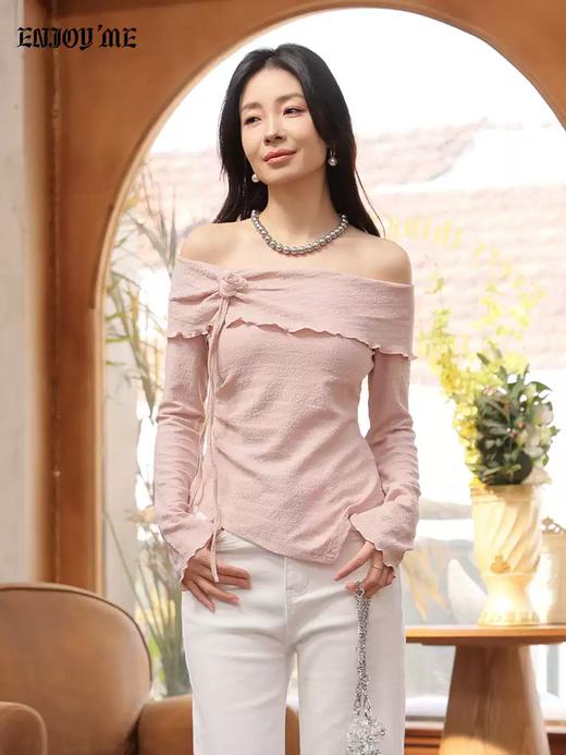 【门店同款】ENJOY春季“柔光芳序”纯欲一字肩上衣 169099561 商品图1