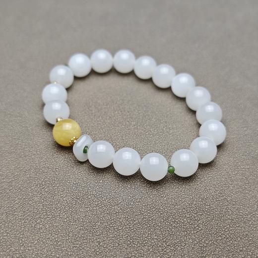 和田玉青海料冰底羊脂玉10mm招财转运手串 228-21 商品图2