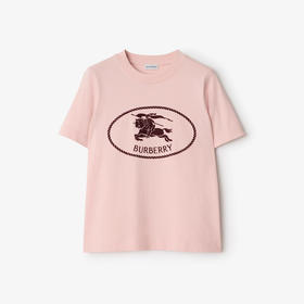 【二】BURBERRY 巴宝莉 女士马术骑士印章棉质圆领短袖T恤 粉色 8110925 C2989