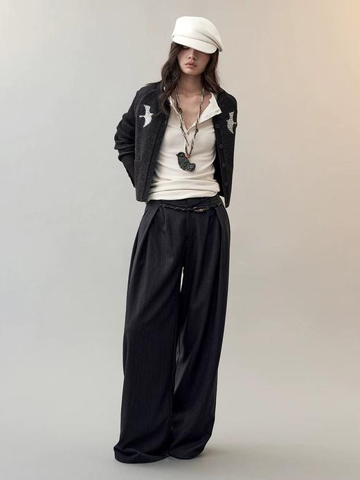 田曦薇谭松韵同款羽影星踪飞鸟刺绣修身长袖打底衫T 商品图9