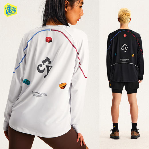 CryingCenter 速干瑙石三色力线立体气孔格跑步训练户外长袖 商品图0