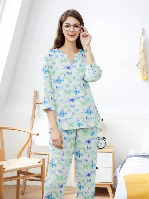 【全棉贡缎梭织棉】SCHIESSER德国舒雅女短袖全棉贡缎梭织面料九分裤套装100%棉 31/26419H 商品图1