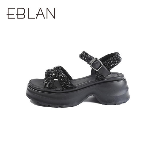 伊伴2026夏季闪耀水钻增高神器休闲一字带凉鞋B26398221 商品图1