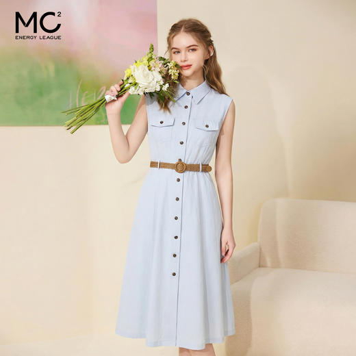 女装翻领开扣仿棉麻连衣裙-283Q5223015 商品图1