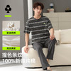 【L-3XL】【有棵树】男士短袖长裤条纹家居服套装 商品缩略图0