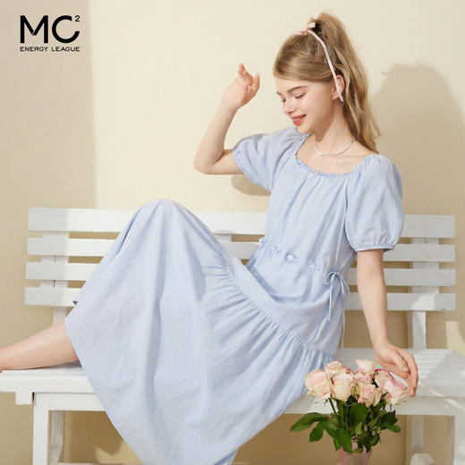 女装配彩色串珠收腰轻微皱感棉质连衣裙-161Q5222012 商品图1